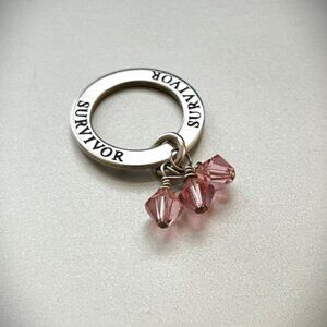 Silpada-like Sterling Silver Survivor Circle pendant with pink dangles